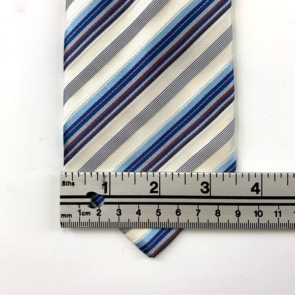 BRIONI blue white red diagonal stripe silk necktie - Picture 4 of 5